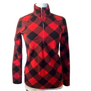 Eddie Bauer Fleece • Black & Red • 3/4 Zip